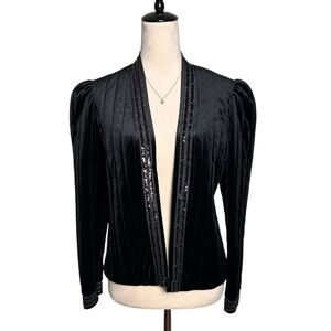 Vintage Tom Bezduda Barad & Co Black Velvet Sequin Formal Jacket Goth Retro Glam